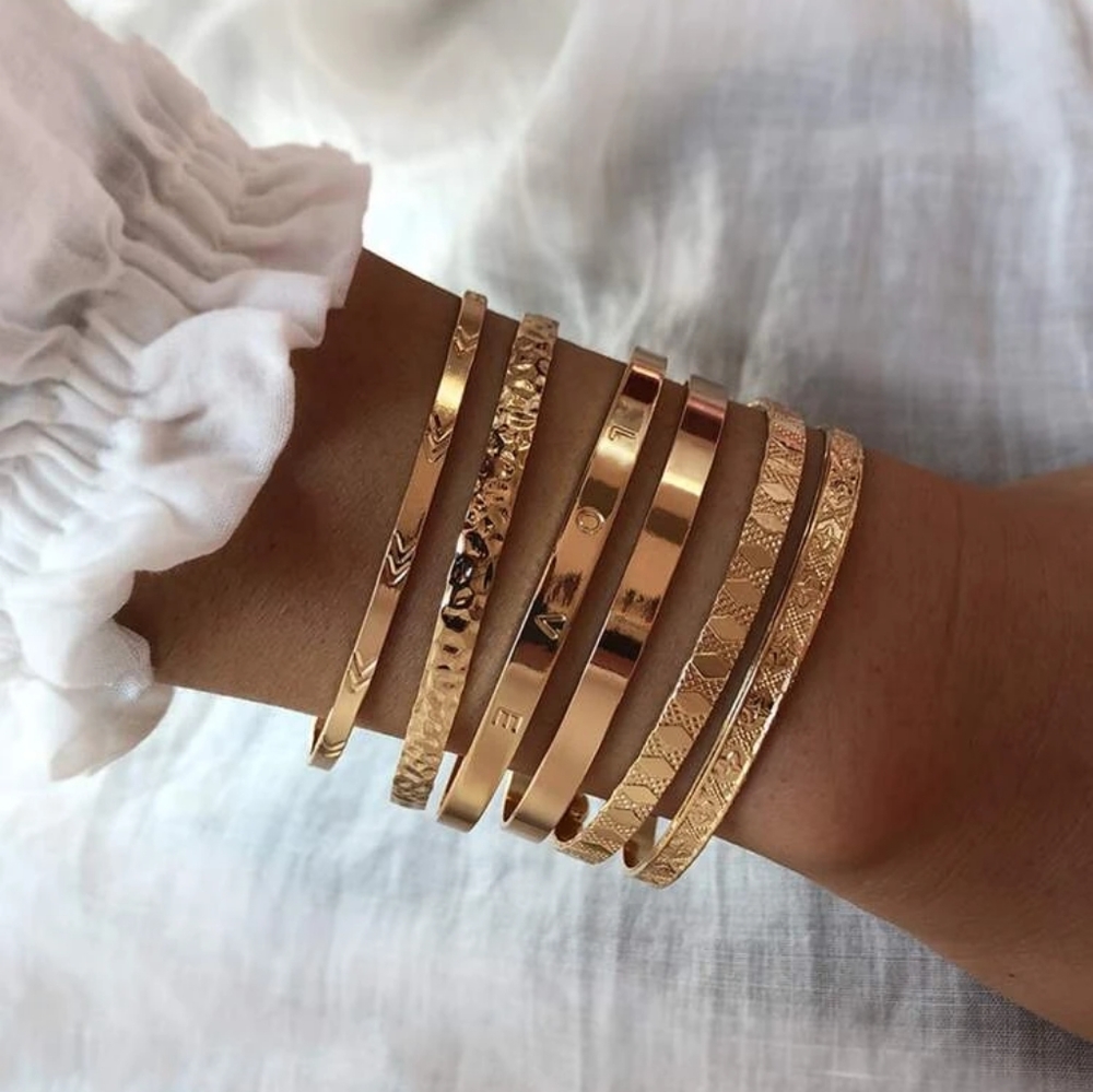Gold Stackable Bangle Set - image 1